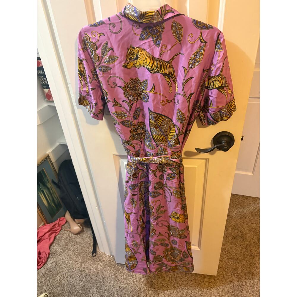 J. Crew Tie-waist short-sleeve shirtdress in tiger floral size xs - Picture 2 of 4